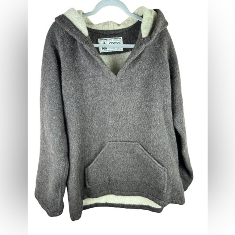 Icelandic Icewool women’s grey wool cotton blend oversized pullover hoodie 14